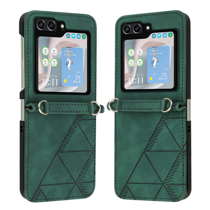YB Imprinting Series-1 for Samsung Galaxy Z Flip5 5G PU Leather Phone Case Imprinted Phone Protective Cover