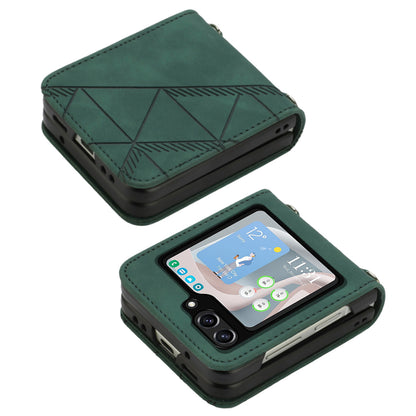 YB Imprinting Series-1 for Samsung Galaxy Z Flip5 5G PU Leather Phone Case Imprinted Phone Protective Cover