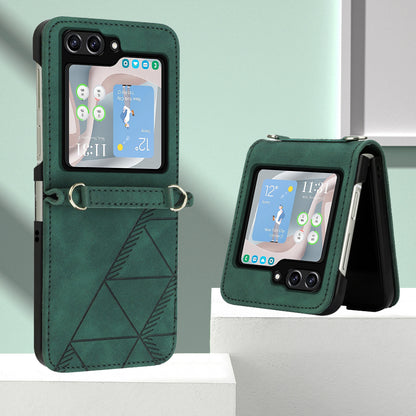 YB Imprinting Series-1 for Samsung Galaxy Z Flip5 5G PU Leather Phone Case Imprinted Phone Protective Cover
