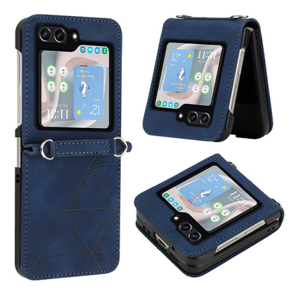 YB Imprinting Series-1 for Samsung Galaxy Z Flip5 5G PU Leather Phone Case Imprinted Phone Protective Cover