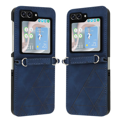 YB Imprinting Series-1 for Samsung Galaxy Z Flip5 5G PU Leather Phone Case Imprinted Phone Protective Cover