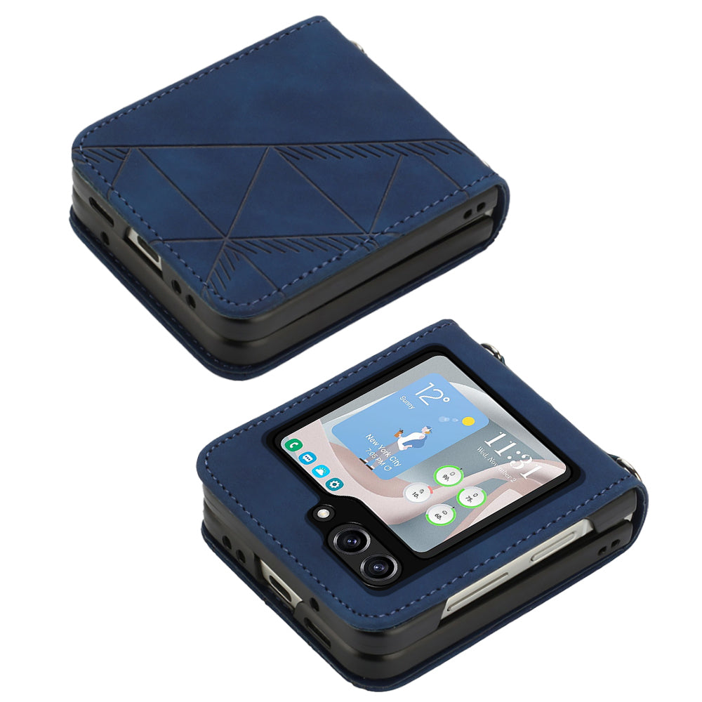 YB Imprinting Series-1 for Samsung Galaxy Z Flip5 5G PU Leather Phone Case Imprinted Phone Protective Cover