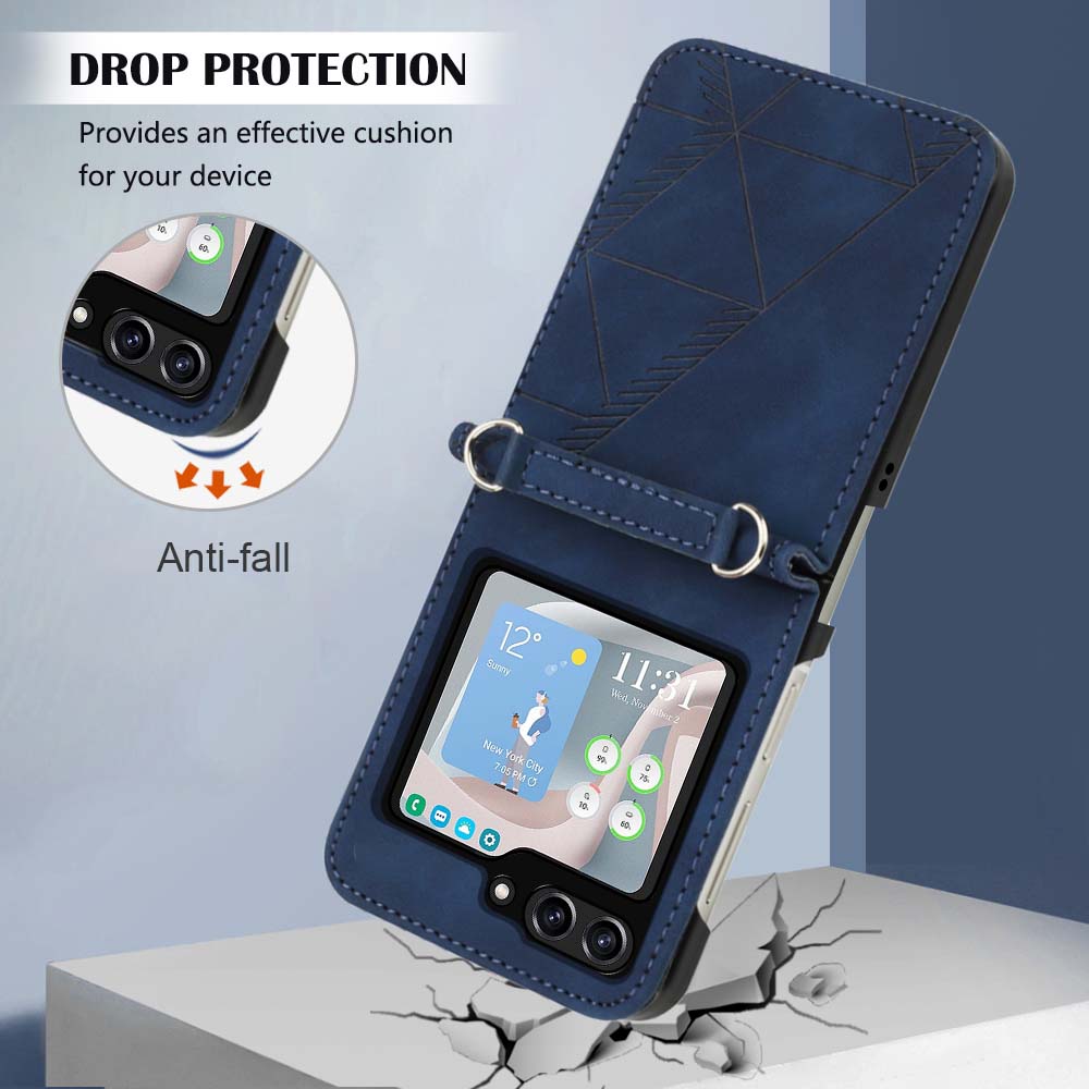 YB Imprinting Series-1 for Samsung Galaxy Z Flip5 5G PU Leather Phone Case Imprinted Phone Protective Cover