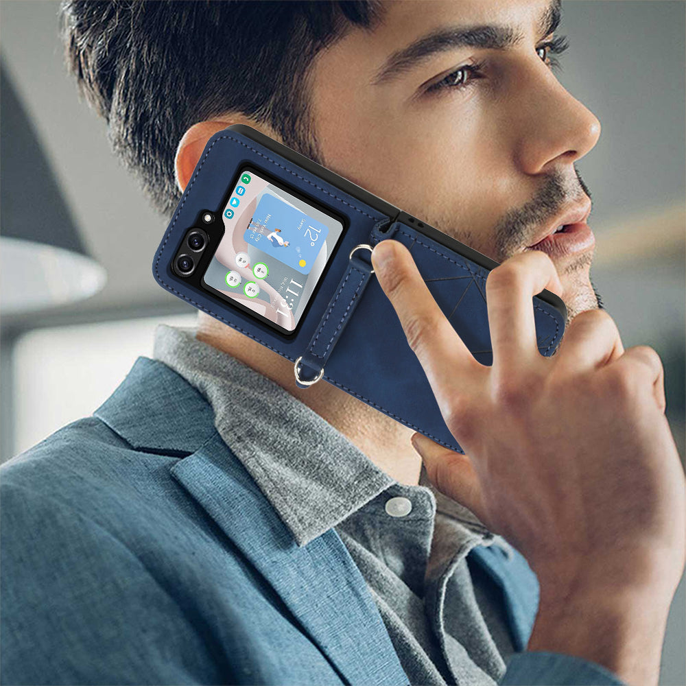 YB Imprinting Series-1 for Samsung Galaxy Z Flip5 5G PU Leather Phone Case Imprinted Phone Protective Cover