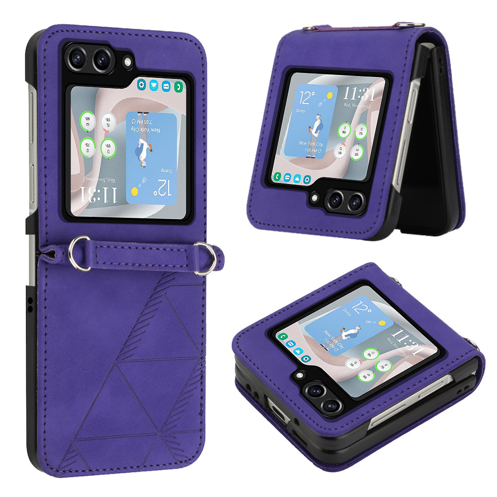 YB Imprinting Series-1 for Samsung Galaxy Z Flip5 5G PU Leather Phone Case Imprinted Phone Protective Cover