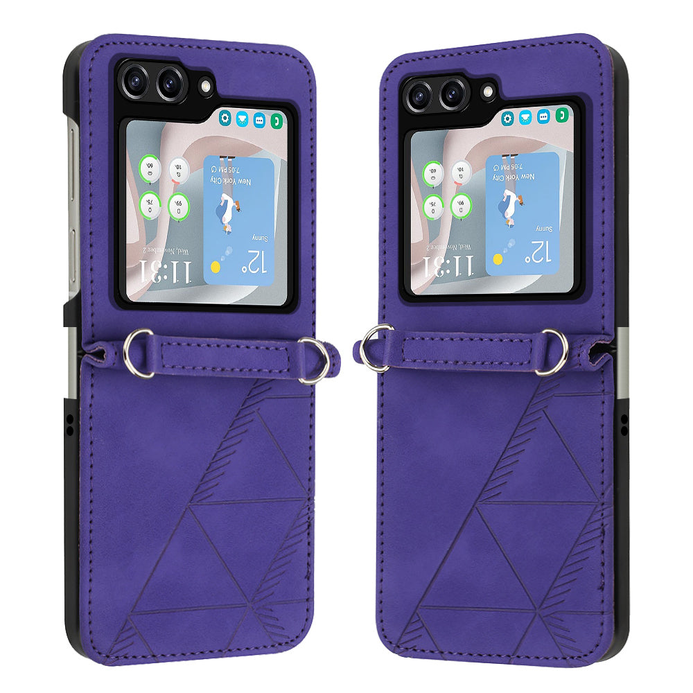 YB Imprinting Series-1 for Samsung Galaxy Z Flip5 5G PU Leather Phone Case Imprinted Phone Protective Cover