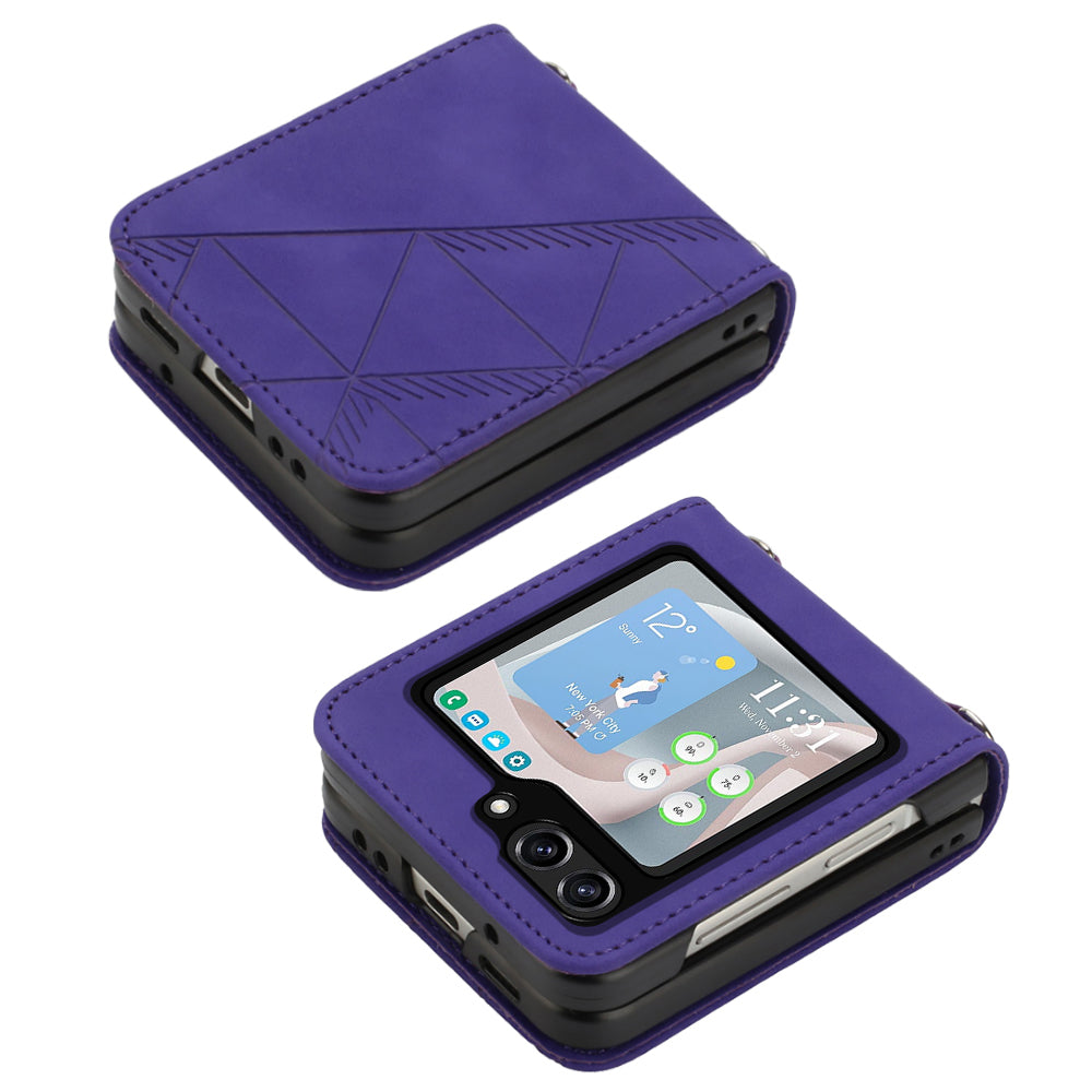 YB Imprinting Series-1 for Samsung Galaxy Z Flip5 5G PU Leather Phone Case Imprinted Phone Protective Cover