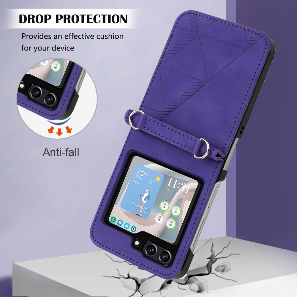 YB Imprinting Series-1 for Samsung Galaxy Z Flip5 5G PU Leather Phone Case Imprinted Phone Protective Cover