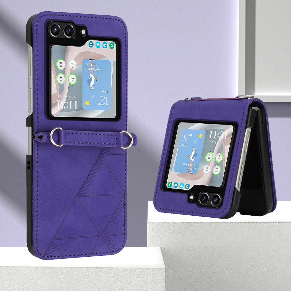 YB Imprinting Series-1 for Samsung Galaxy Z Flip5 5G PU Leather Phone Case Imprinted Phone Protective Cover