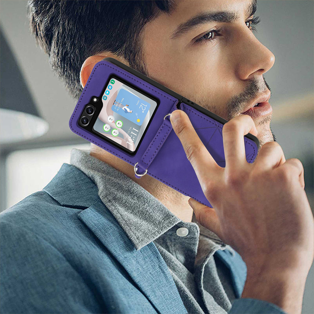 YB Imprinting Series-1 for Samsung Galaxy Z Flip5 5G PU Leather Phone Case Imprinted Phone Protective Cover