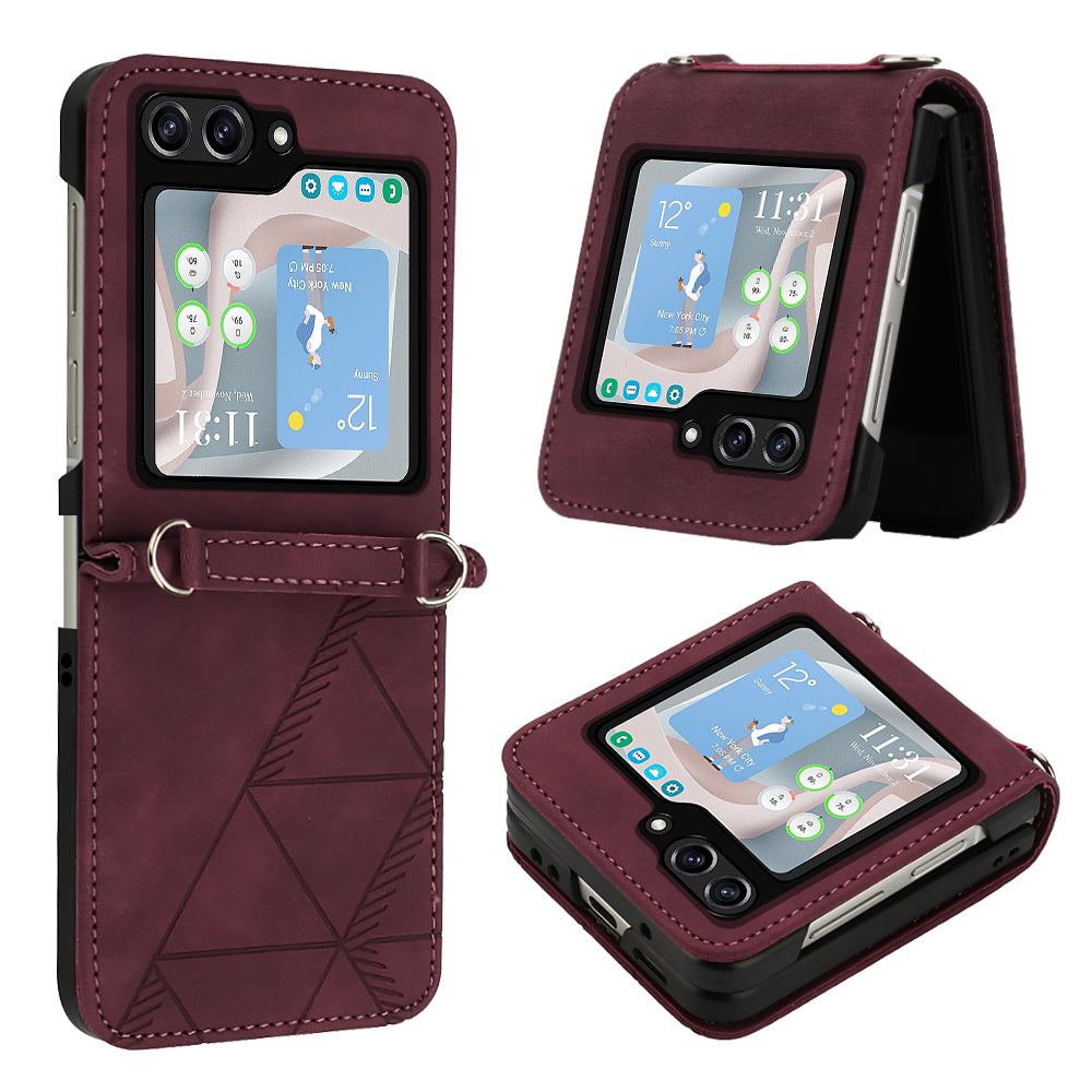 YB Imprinting Series-1 for Samsung Galaxy Z Flip5 5G PU Leather Phone Case Imprinted Phone Protective Cover