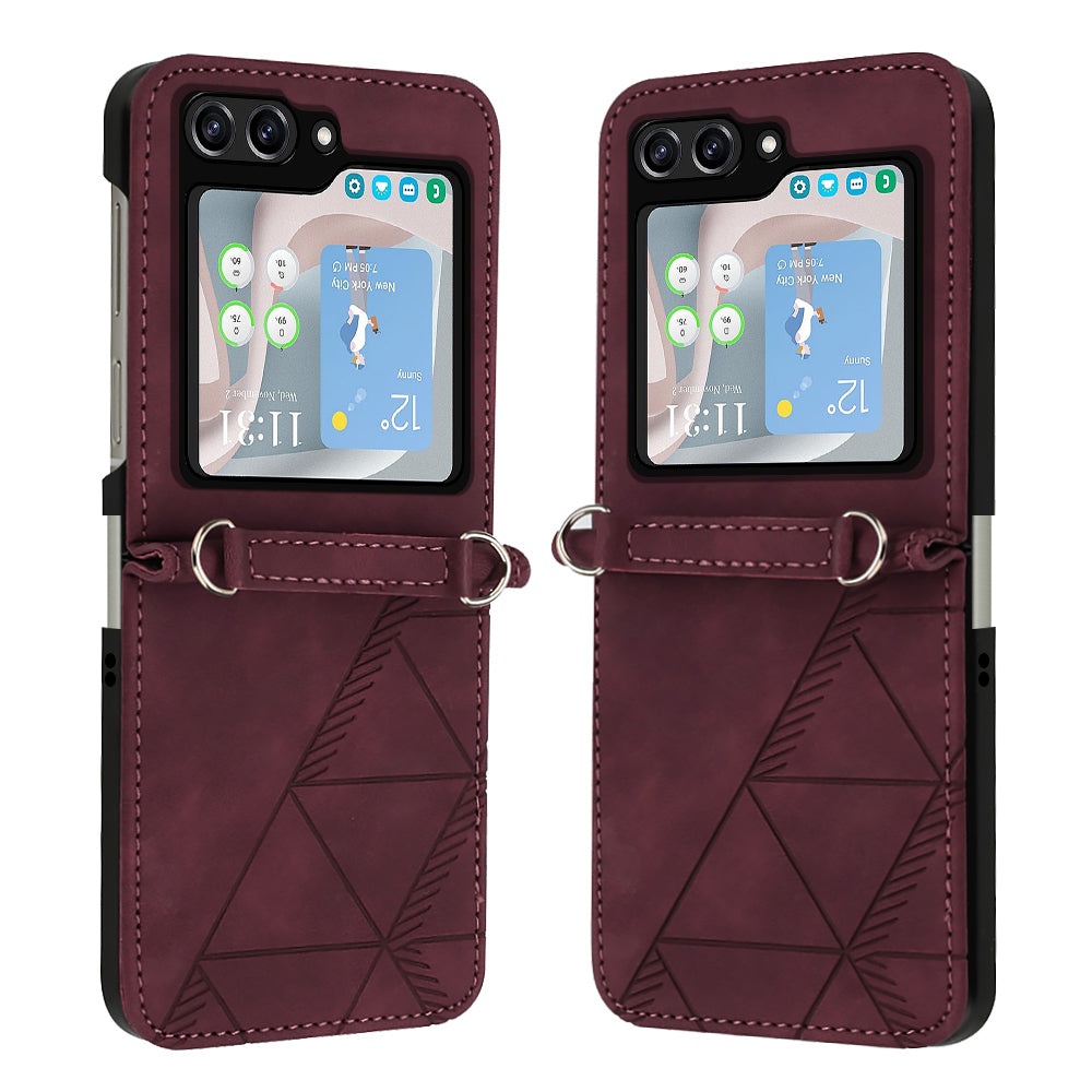 YB Imprinting Series-1 for Samsung Galaxy Z Flip5 5G PU Leather Phone Case Imprinted Phone Protective Cover