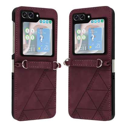 YB Imprinting Series-1 for Samsung Galaxy Z Flip5 5G PU Leather Phone Case Imprinted Phone Protective Cover