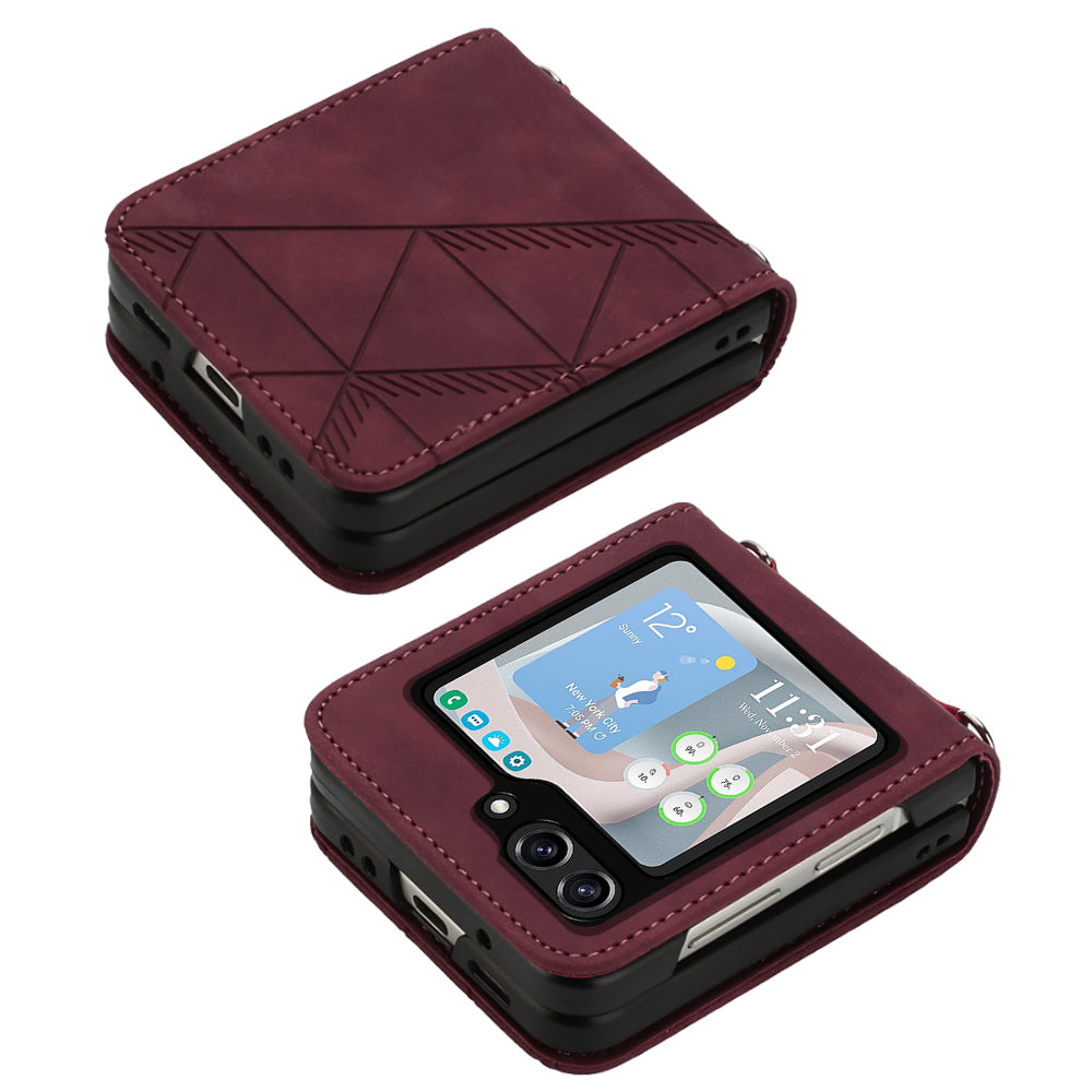 YB Imprinting Series-1 for Samsung Galaxy Z Flip5 5G PU Leather Phone Case Imprinted Phone Protective Cover