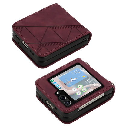 YB Imprinting Series-1 for Samsung Galaxy Z Flip5 5G PU Leather Phone Case Imprinted Phone Protective Cover
