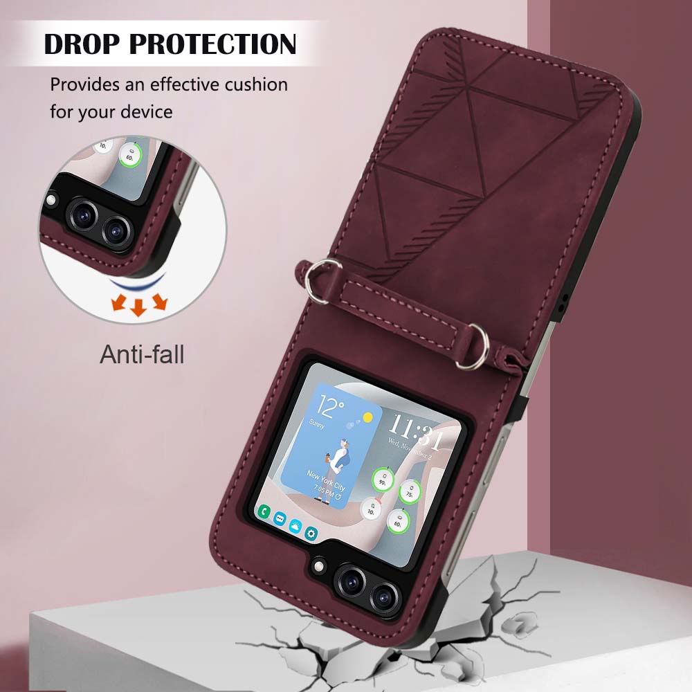 YB Imprinting Series-1 for Samsung Galaxy Z Flip5 5G PU Leather Phone Case Imprinted Phone Protective Cover