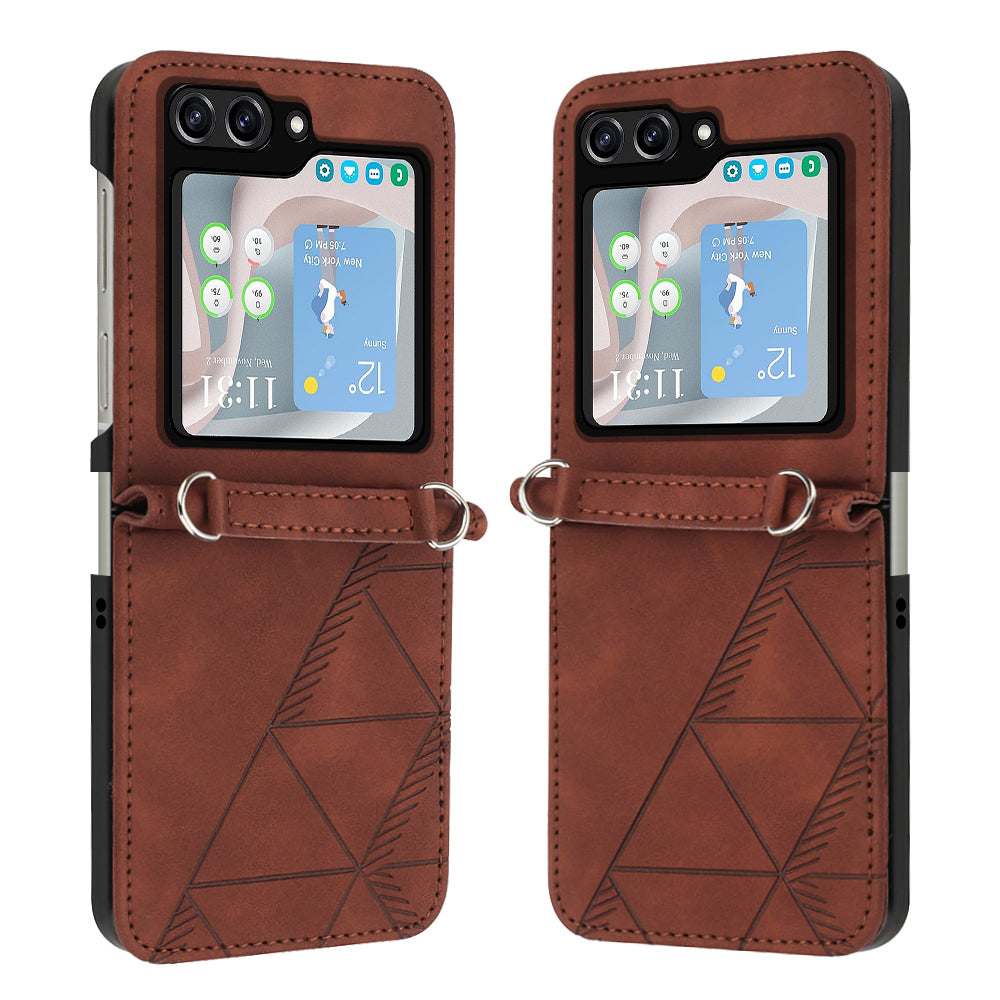 YB Imprinting Series-1 for Samsung Galaxy Z Flip5 5G PU Leather Phone Case Imprinted Phone Protective Cover
