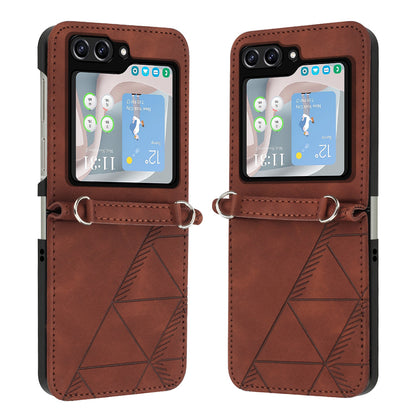 YB Imprinting Series-1 for Samsung Galaxy Z Flip5 5G PU Leather Phone Case Imprinted Phone Protective Cover