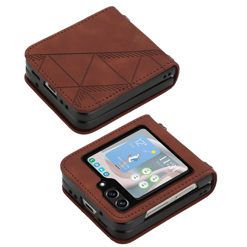 YB Imprinting Series-1 for Samsung Galaxy Z Flip5 5G PU Leather Phone Case Imprinted Phone Protective Cover