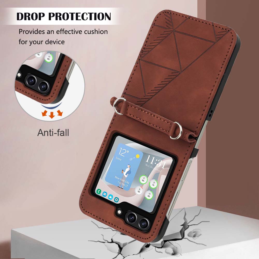 YB Imprinting Series-1 for Samsung Galaxy Z Flip5 5G PU Leather Phone Case Imprinted Phone Protective Cover
