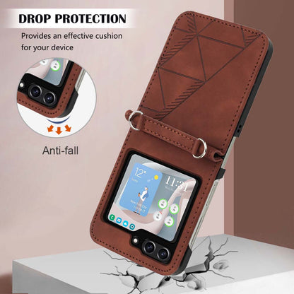 YB Imprinting Series-1 for Samsung Galaxy Z Flip5 5G PU Leather Phone Case Imprinted Phone Protective Cover