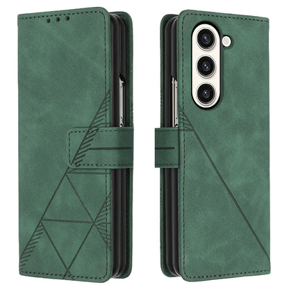 YB Imprinting Series-1 for Samsung Galaxy Z Fold5 5G Leather Phone Cover Wallet Stand Imprinted Case