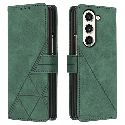 YB Imprinting Series-1 for Samsung Galaxy Z Fold5 5G Leather Phone Cover Wallet Stand Imprinted Case