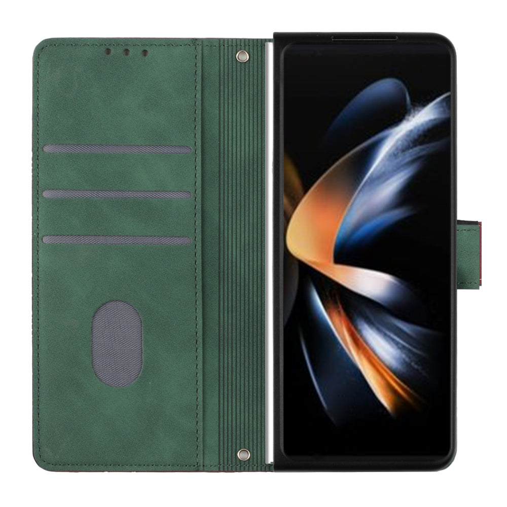 YB Imprinting Series-1 for Samsung Galaxy Z Fold5 5G Leather Phone Cover Wallet Stand Imprinted Case