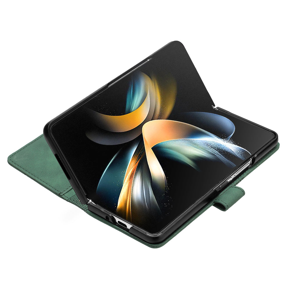 YB Imprinting Series-1 for Samsung Galaxy Z Fold5 5G Leather Phone Cover Wallet Stand Imprinted Case