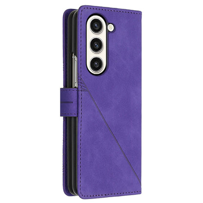 YB Imprinting Series-1 for Samsung Galaxy Z Fold5 5G Leather Phone Cover Wallet Stand Imprinted Case