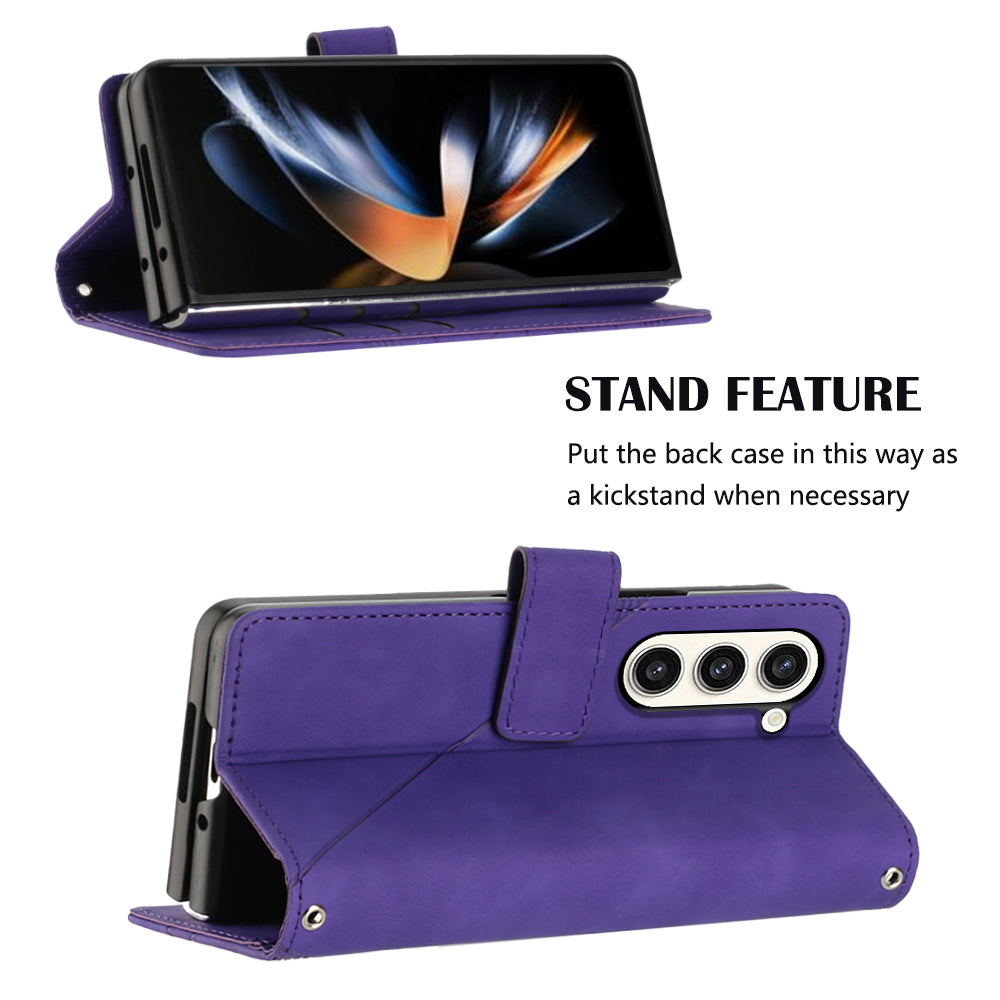 YB Imprinting Series-1 for Samsung Galaxy Z Fold5 5G Leather Phone Cover Wallet Stand Imprinted Case