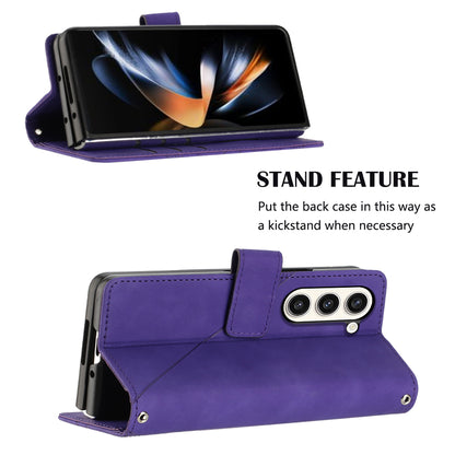 YB Imprinting Series-1 for Samsung Galaxy Z Fold5 5G Leather Phone Cover Wallet Stand Imprinted Case