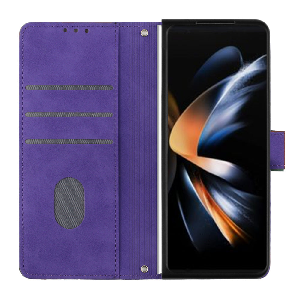 YB Imprinting Series-1 for Samsung Galaxy Z Fold5 5G Leather Phone Cover Wallet Stand Imprinted Case