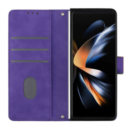 YB Imprinting Series-1 for Samsung Galaxy Z Fold5 5G Leather Phone Cover Wallet Stand Imprinted Case