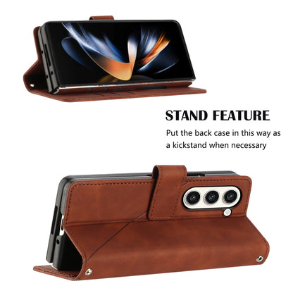 YB Imprinting Series-1 for Samsung Galaxy Z Fold5 5G Leather Phone Cover Wallet Stand Imprinted Case