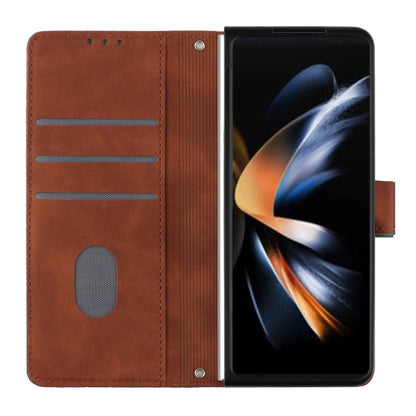 YB Imprinting Series-1 for Samsung Galaxy Z Fold5 5G Leather Phone Cover Wallet Stand Imprinted Case