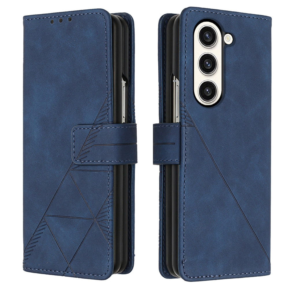 YB Imprinting Series-1 for Samsung Galaxy Z Fold5 5G Leather Phone Cover Wallet Stand Imprinted Case
