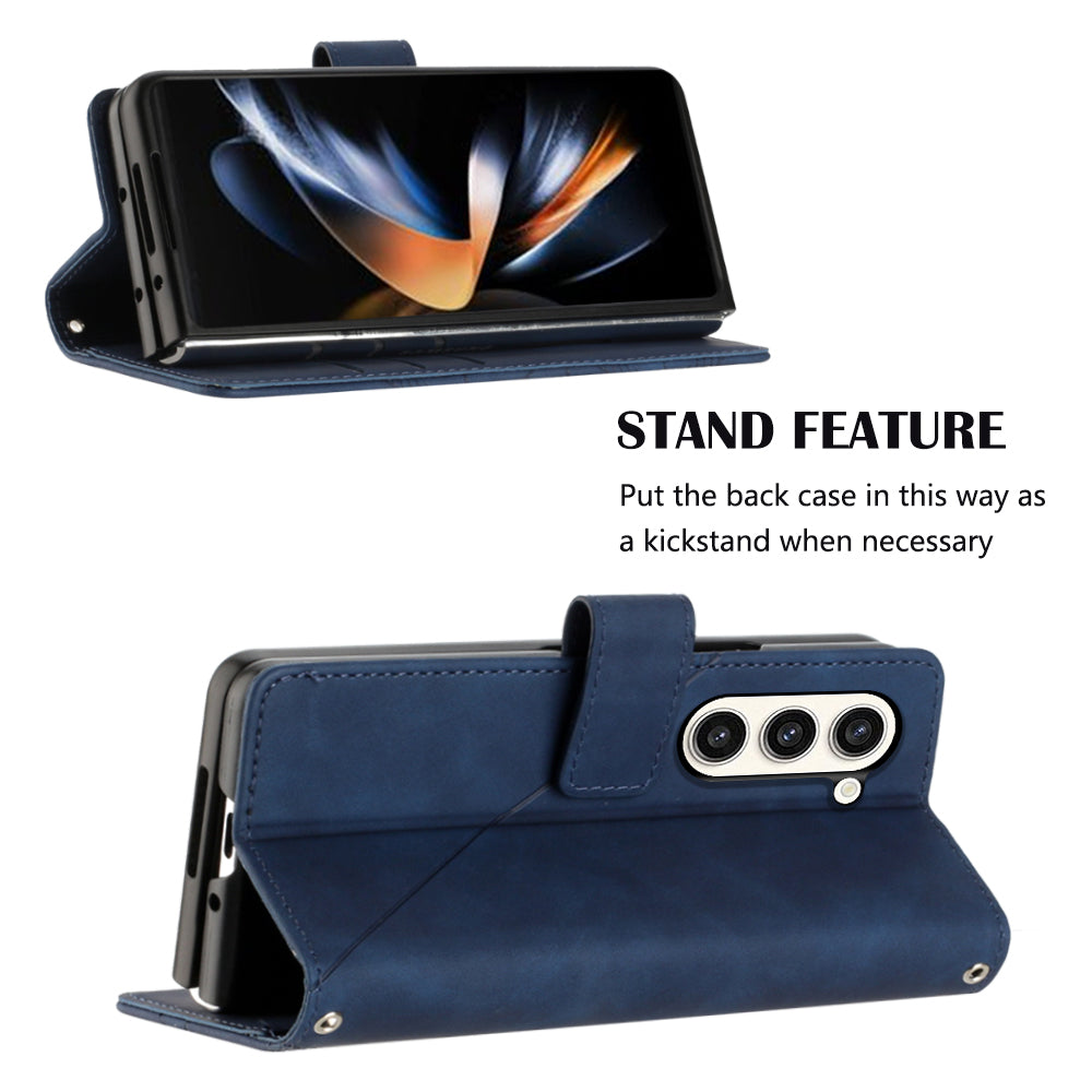 YB Imprinting Series-1 for Samsung Galaxy Z Fold5 5G Leather Phone Cover Wallet Stand Imprinted Case