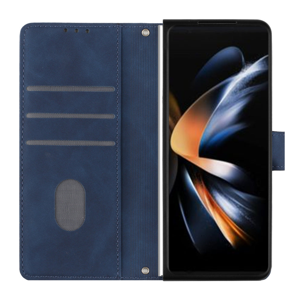 YB Imprinting Series-1 for Samsung Galaxy Z Fold5 5G Leather Phone Cover Wallet Stand Imprinted Case