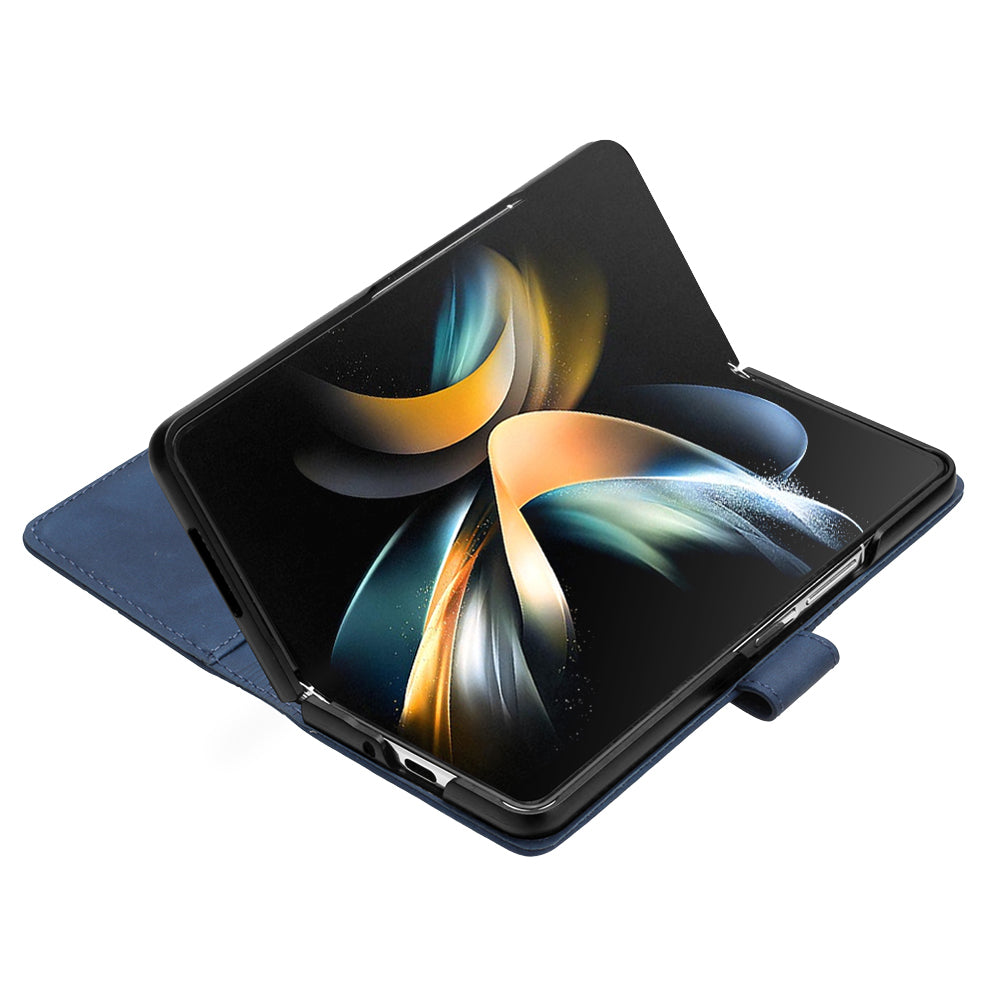YB Imprinting Series-1 for Samsung Galaxy Z Fold5 5G Leather Phone Cover Wallet Stand Imprinted Case