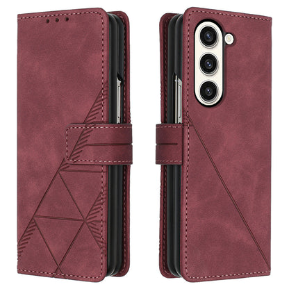 YB Imprinting Series-1 for Samsung Galaxy Z Fold5 5G Leather Phone Cover Wallet Stand Imprinted Case