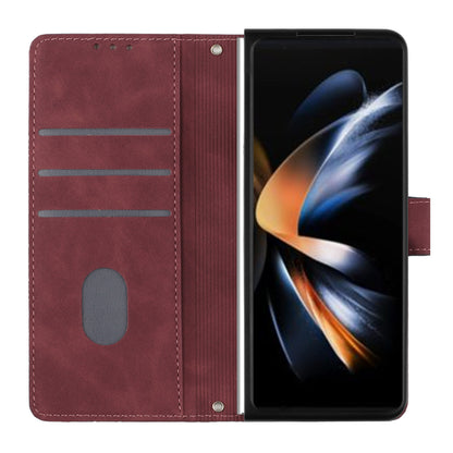 YB Imprinting Series-1 for Samsung Galaxy Z Fold5 5G Leather Phone Cover Wallet Stand Imprinted Case