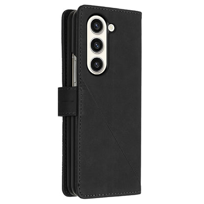 YB Imprinting Series-1 for Samsung Galaxy Z Fold5 5G Leather Phone Cover Wallet Stand Imprinted Case