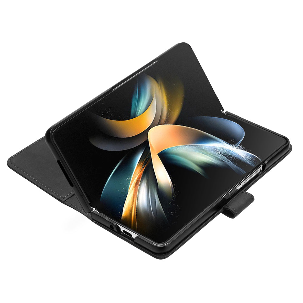YB Imprinting Series-1 for Samsung Galaxy Z Fold5 5G Leather Phone Cover Wallet Stand Imprinted Case