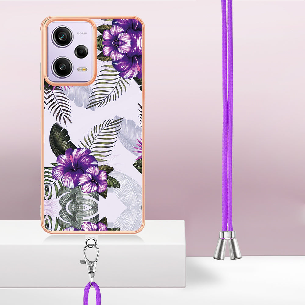YB IMD Series-4 TPU Plating Cover for Xiaomi Redmi Note 12 Pro 5G / Note 12 Pro Speed 5G / Poco X5 Pro 5G , Marble Flower Pattern Phone Case
