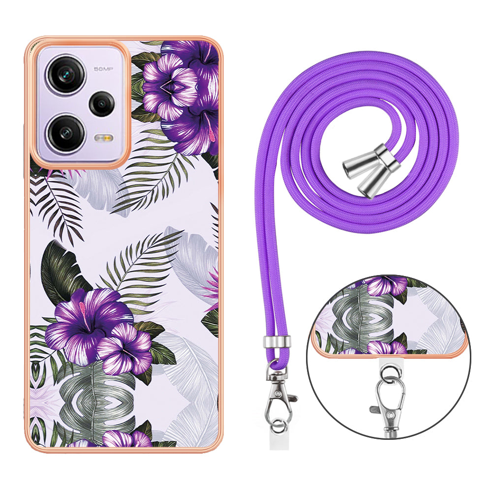 YB IMD Series-4 TPU Plating Cover for Xiaomi Redmi Note 12 Pro 5G / Note 12 Pro Speed 5G / Poco X5 Pro 5G , Marble Flower Pattern Phone Case