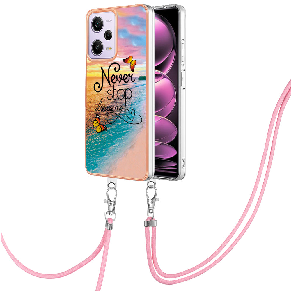 YB IMD Series-4 TPU Plating Cover for Xiaomi Redmi Note 12 Pro 5G / Note 12 Pro Speed 5G / Poco X5 Pro 5G , Marble Flower Pattern Phone Case