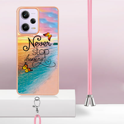 YB IMD Series-4 TPU Plating Cover for Xiaomi Redmi Note 12 Pro 5G / Note 12 Pro Speed 5G / Poco X5 Pro 5G , Marble Flower Pattern Phone Case