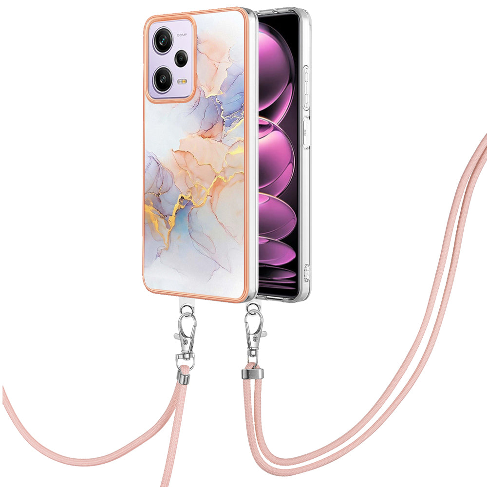 YB IMD Series-4 TPU Plating Cover for Xiaomi Redmi Note 12 Pro 5G / Note 12 Pro Speed 5G / Poco X5 Pro 5G , Marble Flower Pattern Phone Case