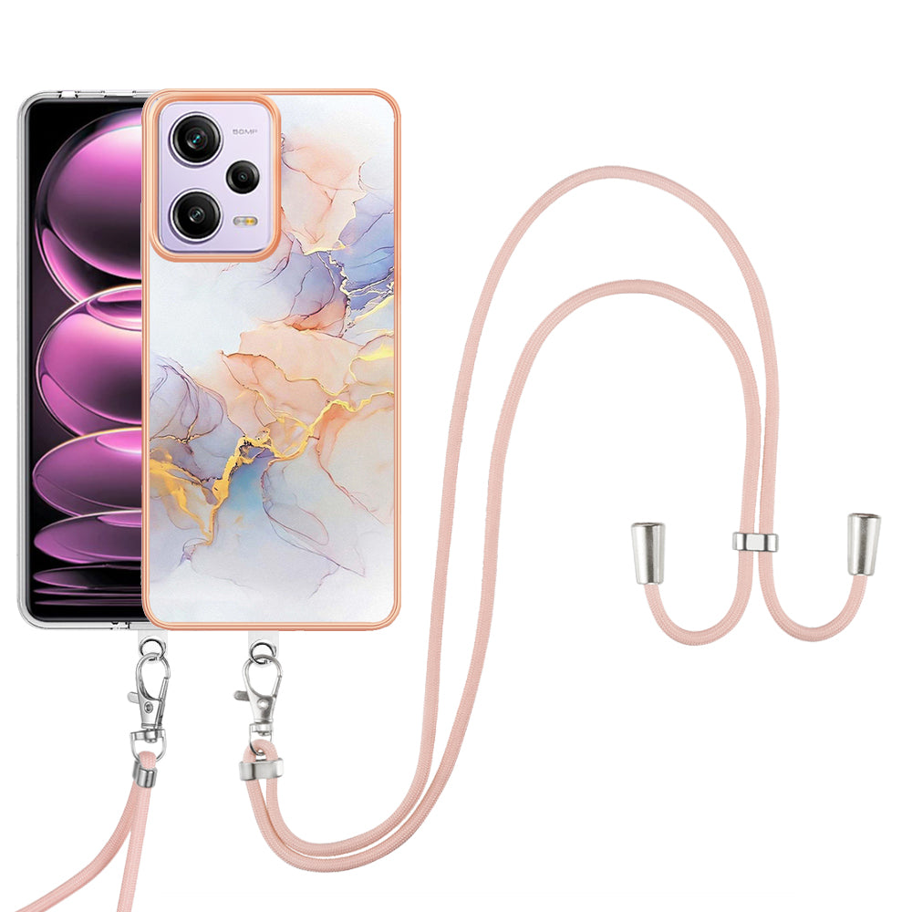YB IMD Series-4 TPU Plating Cover for Xiaomi Redmi Note 12 Pro 5G / Note 12 Pro Speed 5G / Poco X5 Pro 5G , Marble Flower Pattern Phone Case